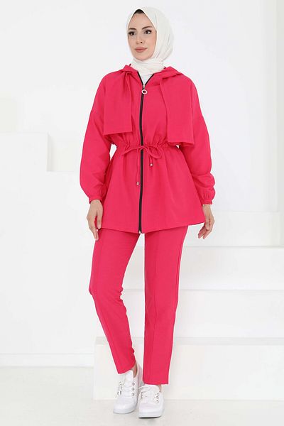 TOFİSA Front Tie Double Suit Fusya - 27073