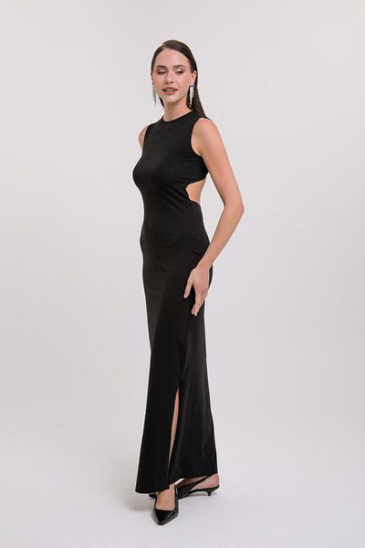 AFLOOW Women's Black Backless Side Slit Maxi Dress - the Bold Side of Elegance