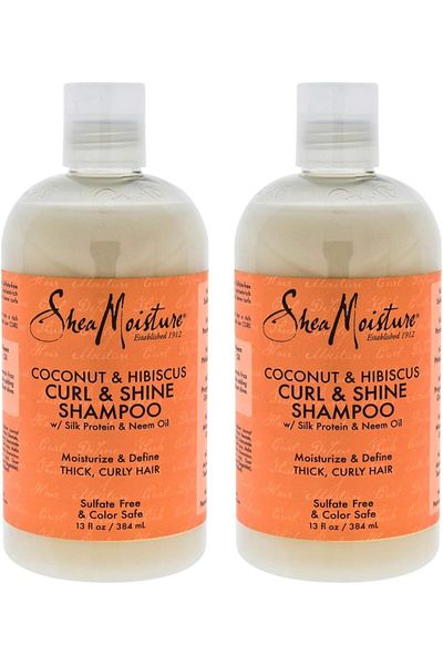 Shea Moisture Coconut & Hibiscus Curl & Shine Shampoo For Unisex, 13 Oz. Shampoo (Pack of 2)