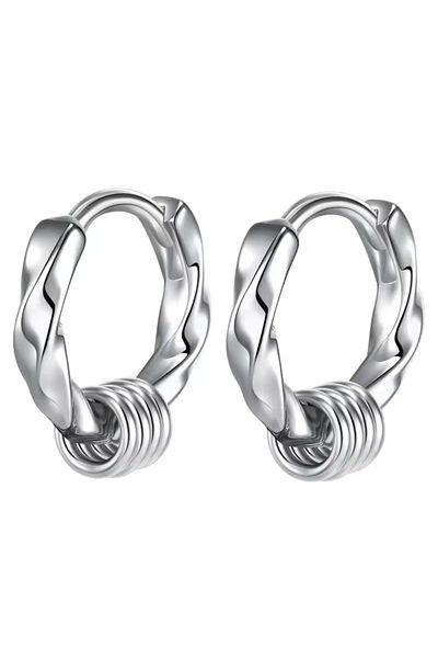 delis 925 silver earrings, JW1427, classic circle pattern, rhodium plated