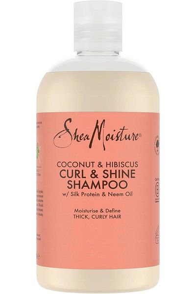 Shea Moisture Coconut & Hibiscus Sulphate Free Shampoo Curl & Shine Shampoo for Thick, Curly Hair, 3
