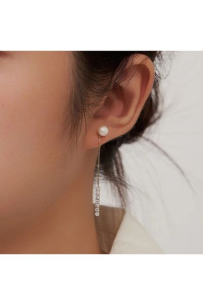 delis Cercei lungi argint 925, JW1569, model perla, placati cu aur