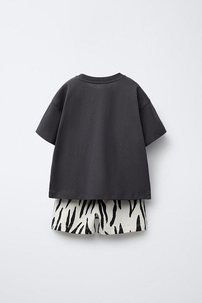 Magu Boys Cotton Black Zebra Print T-Shirt and Shorts Set - Fun Summer