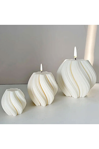 Genel Markalar Silikon Mum 3D Büyük Boy Dönen Sütun Geometrik Dalgalı Sabun B...