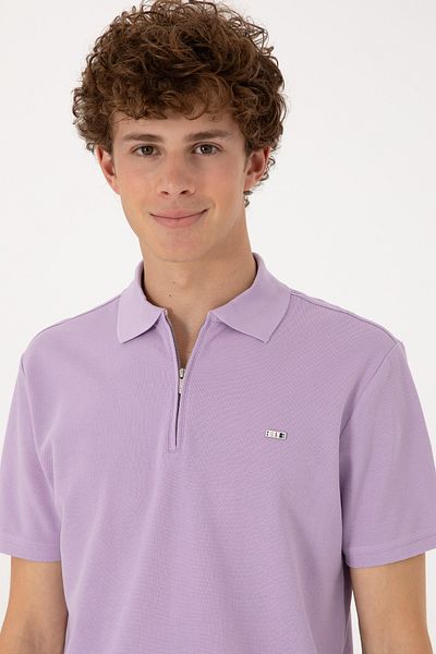 U.S. Polo Assn. Men's Regular Fit Zippered Lilac T-Shirt 50306836-Vr034