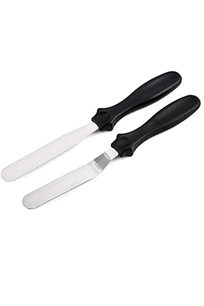 EWWE Paslanmaz 2li Pasta Spatula Seti -Sıvama Bıçağı Kek Kazıyıcı Krema Yayma Pasta Dekorasyonu