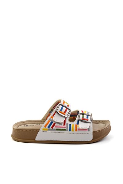 Bambi Beyaz Çok Renkli Kadın Terlik K04099501209