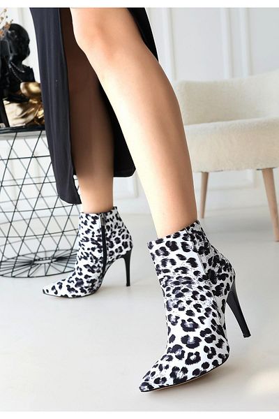 Celira Blan Zebra Satin Heeled Boots