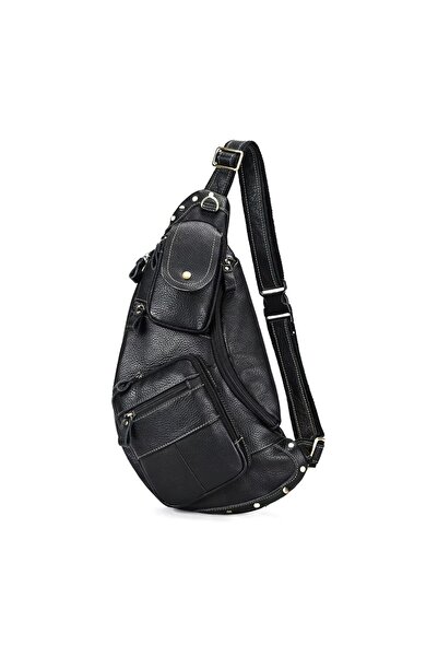 delis Мъжка чанта, Thorian GT3307, естествена кожа, черна