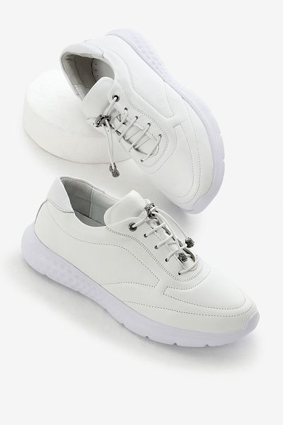 Tonny Black Women's White Poly Sole Rubber Laced Inside and Outside Genuine Leather Casual Shoes