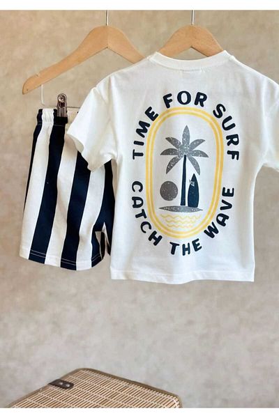 Tiny Boy's Palm Detailed T-Shirt and Shorts Set