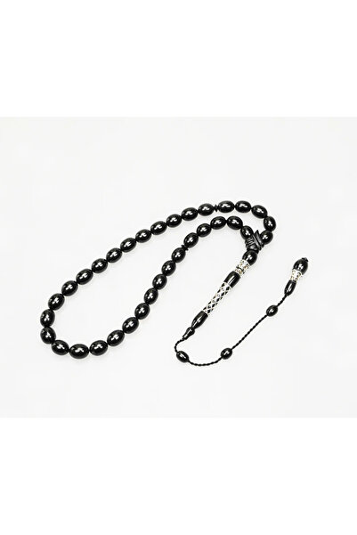 Genel Markalar Oltu Taşı Kare Baklava Desenli İmame Gümüş İşleme Sade Tespih