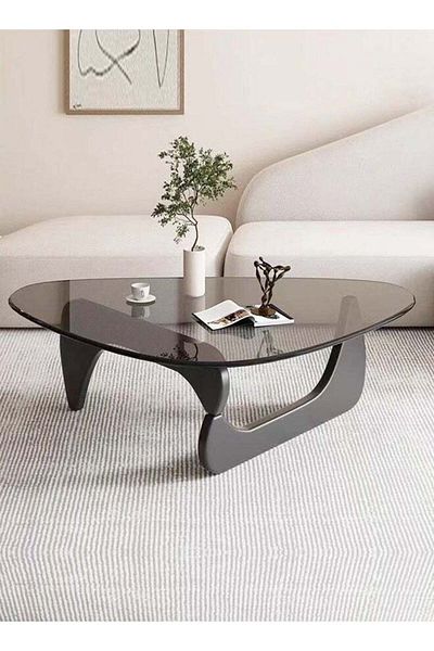 Raffine Mid Century Abstract Design Modern Coffee Table with Solid Wood Frame
