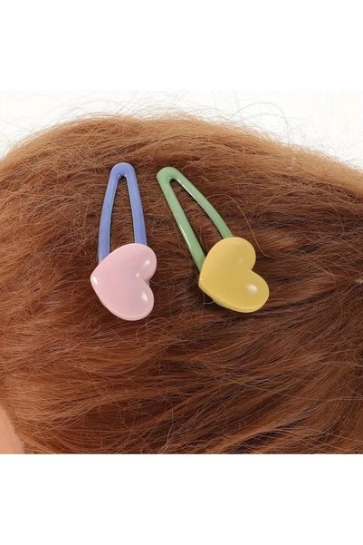 Simone Jr. Pastel Heart Double Hair Clip – with Colorful Options - 1