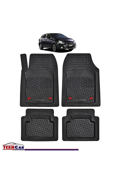 TEAMCAR ® Car Mats Tray Type Compatible Suzuki SX4 II (2013+) Black Durable Material