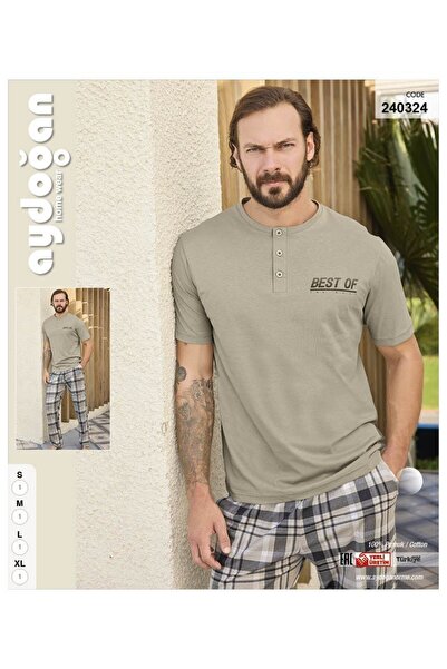Aydoğan Men's Short Sleeve 100% Cotton Pajama Set Stylishness and Comfort in One