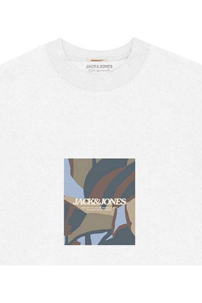Jack & Jones JACK & JONES Avira AOP Crew T-Shirt - 12281811-Bright White