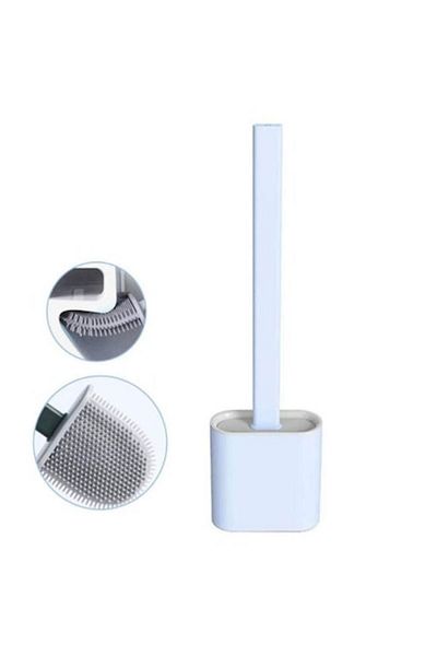 HOZRO Perie WC Hozro, din Silicon, Culoare Albastra, Cap Flexibil pentru Curatarea Eficienta a Vasului de