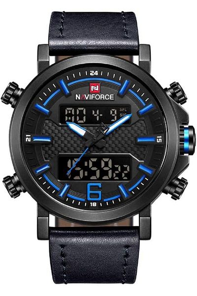 Naviforce Men’s Sports Watches Luxury Brand Leather Band Waterproof Quartz WristWatch