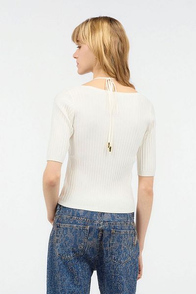Just Cavalli BLUZA CROP CU DETALII METALICE - JUST CAVALLI - MĂRIMEA S, ALBĂ