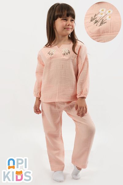 OPI KIDS Daisy Embroidery Detailed Muslin 2-Piece Girl's Set
