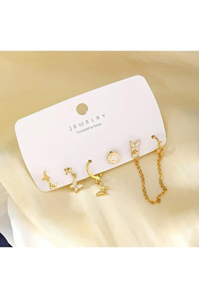 Tudivanyu Aksesuar Kelebek Detaylı Sallantılı Çoklu Küpe