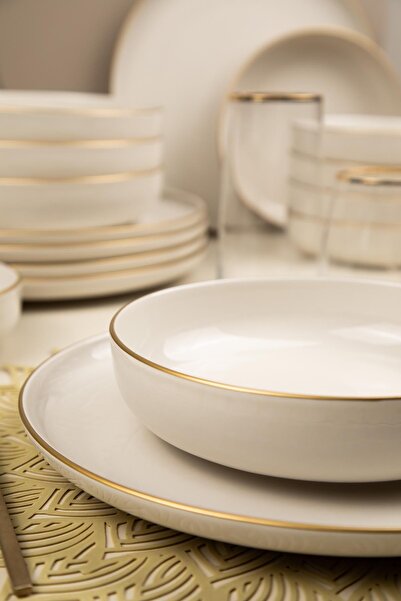 Kütahya Porselen KÜTAHYA PORSELEN Moderna Altın Fileli 27 cm servis tabağı 2 kişilik