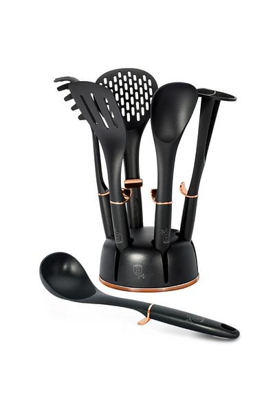 Berlinger Haus Ustensile de bucătărie într-un set de stand de 7 piese Colecția Trandafir Negru