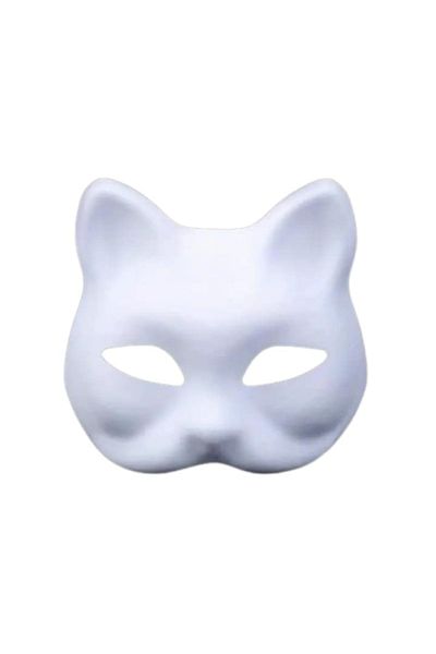 OEM Paintable cat mask, decorative mask for children, 18cm,
