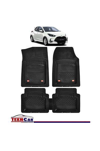 TEAMCAR ® Car Mats Tray Type Compatible with Toyota Yaris IV (2020+) Black Durable Material