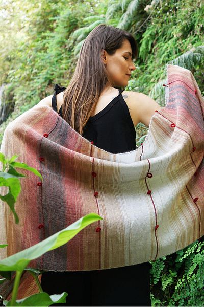 Defne&Apollon İpekçilik Hand Woven Wool Shawl 65 X 205 cm - Soil
