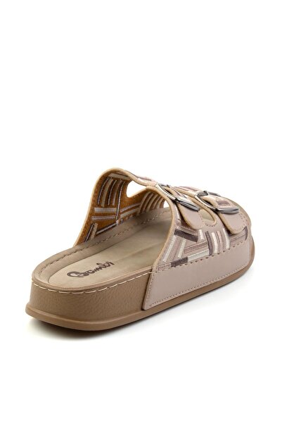 Bambi Bej Çok Renkli Kadın Terlik K04099501209