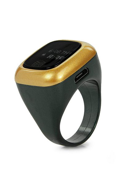 ihvanonline Digital Ring Prayer Mat, Oled Screen, Rechargeable, Vibrating - Black