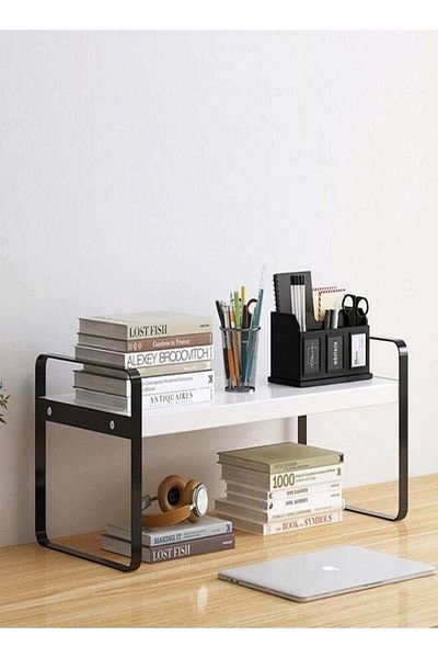 Raffine 1-Piece Multipurpose Desktop Bookshelf Bookend Magazines Storage Rack Metal Bookcase Desk Organizer