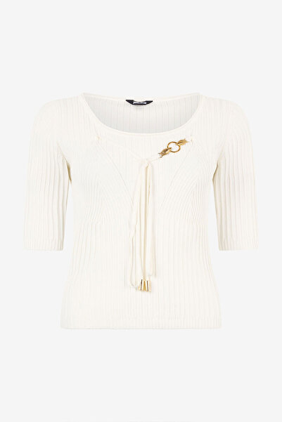 Just Cavalli METAL DETAIL CROP BLOUSE - JUST CAVALLI - L, WHITE