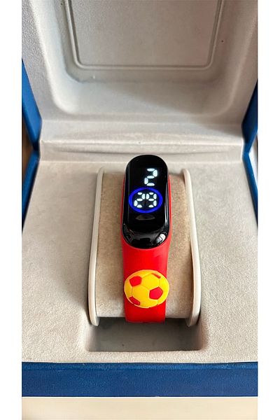 Bengisa Red Color Suitable for Children's Wristwatch with Soccer Ball Figure