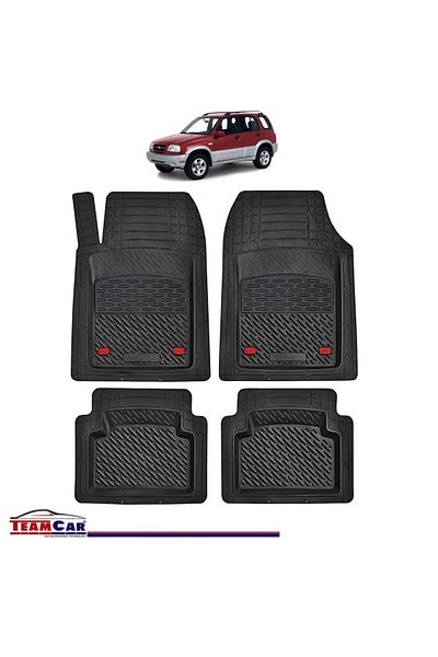 TEAMCAR ® Car Mats Tray Type Compatible Suzuki Vitara II (1998–2005) Black Durable Material