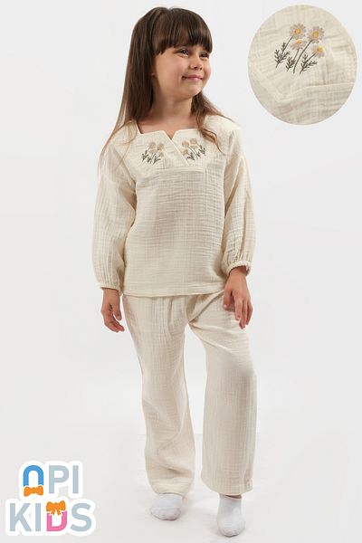 OPI KIDS Daisy Embroidery Detailed Muslin 2-Piece Girl's Set