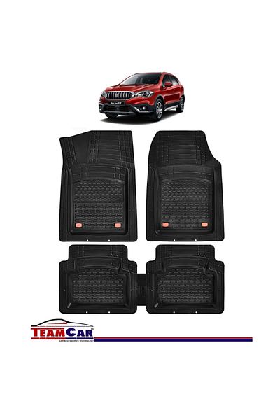 TEAMCAR Covorașe auto tip tavă compatibile cu Suzuki S-Cross (2013–2021), negre, material durabil