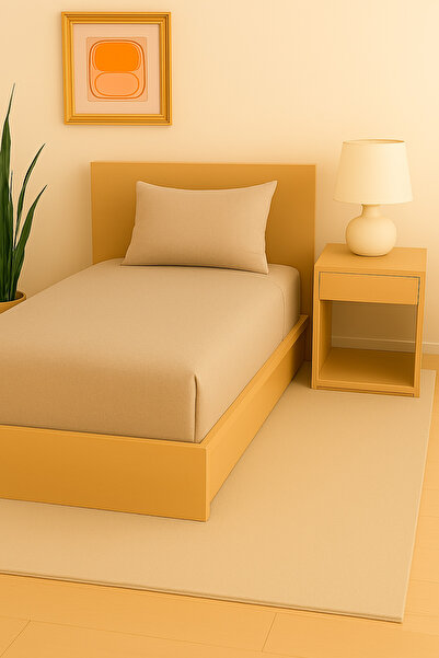 Uğurluel Home |   Jersey |   100% Cotton |   Sand Beige |   Single Fitted Sheet