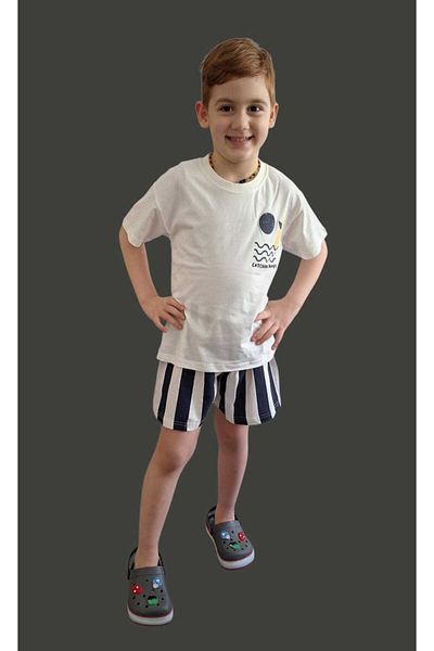 Tiny Boy's Palm Detailed T-Shirt and Shorts Set