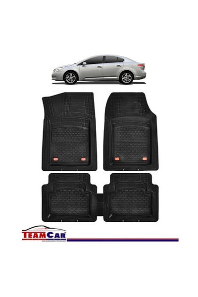 TEAMCAR ® Car Mats Tray Type Compatible with Toyota Avensis III (2009–2018) Black Durable Material