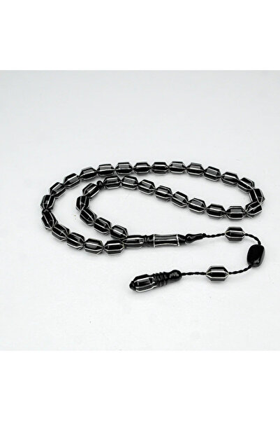 HÜNERTAŞ Oltu Taşı Traşlı Kesme Karpuz İşlemeli Tespih