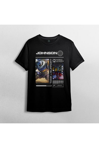 Pixxa Mobile Legends Johnson Unisex 100% Cotton Crew Neck T-Shirt
