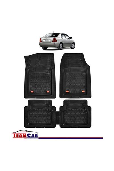 TEAMCAR Covorașe auto tip tavă compatibile cu Toyota Corolla IX (2000–2007), negre, material durabil