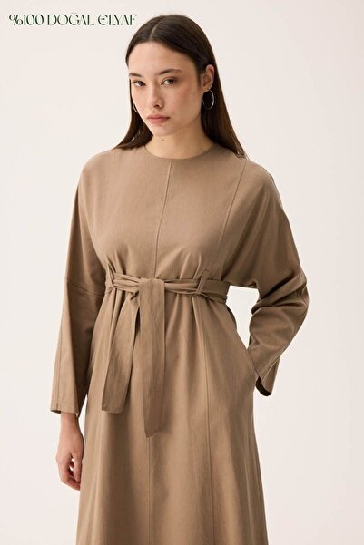 ZÜLAYS Ayana Keten Elbise Camel