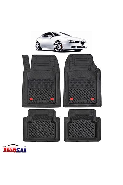 TEAMCAR ® Car Mats Tray Type Compatible Alfa Romeo Brera (2005–2010) Black Durable Material