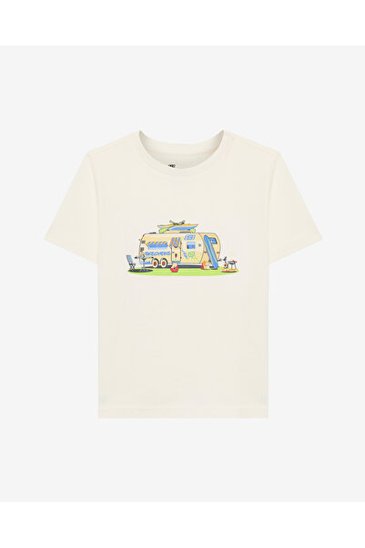 SKECHERS B Short Sleeve Regular Fit T-Shirt Büyük Erkek Çocuk Off White Tshir...