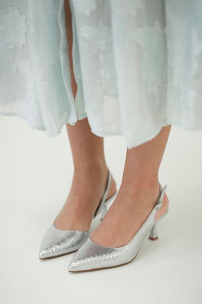 Parponi Delhi Women's Low Heeled Evening Dress Shoes Silver