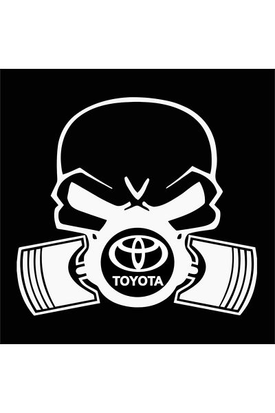 Image Car sticker, IMAGE, Piston skull TOYOTA, white, 22 x 20 cm